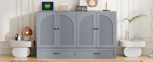 English Elm Queen Murphy Wall Bed with Usb Ports Storage Drawers and Cabinet Style Panel Front Gray N708S00010E-1
