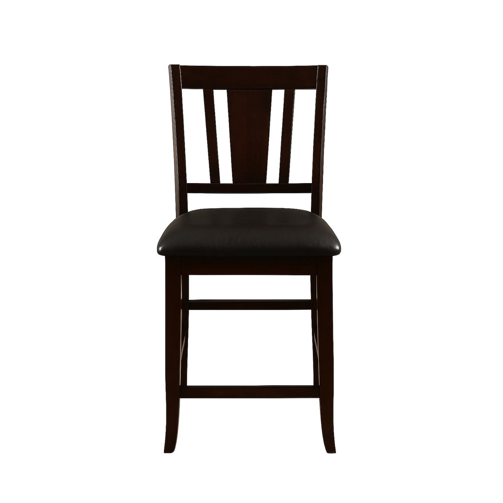 English Elm Set of 2 Espresso Counter Height Chairs with Faux Leather Seats, Slatted Back & Durable Finish B016P355892