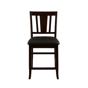 English Elm Set of 2 Espresso Counter Height Chairs with Faux Leather Seats, Slatted Back & Durable Finish B016P355892