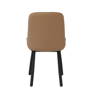 English Elm Modern Nordic Faux Leather Upholstered Dining Chairs Iron Legs Kitchen Set of 2 Khaki+Black W1535P460731