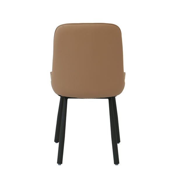 English Elm Modern Nordic Faux Leather Upholstered Dining Chairs Iron Legs Kitchen Set of 2 Khaki+Black W1535P460731