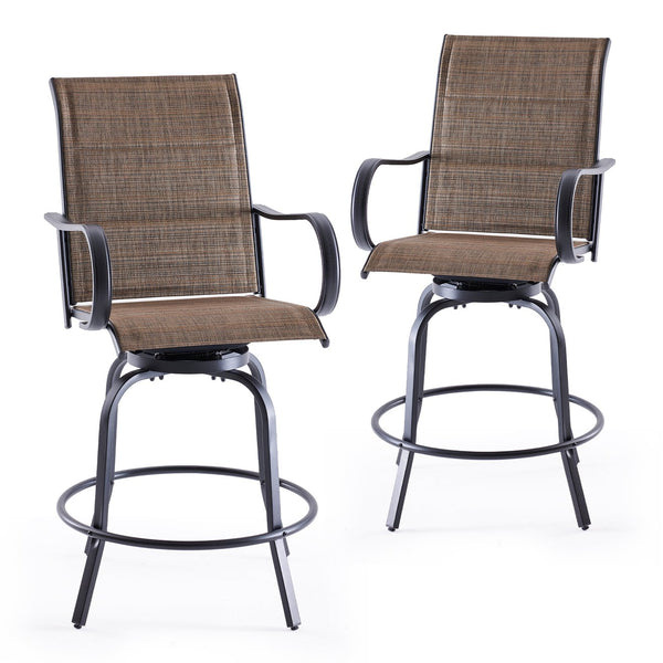 English Elm Patio Swivel Barstools Set of 2 Textilene Mesh Powder Coated Frame All Weather Seating T3623P437318