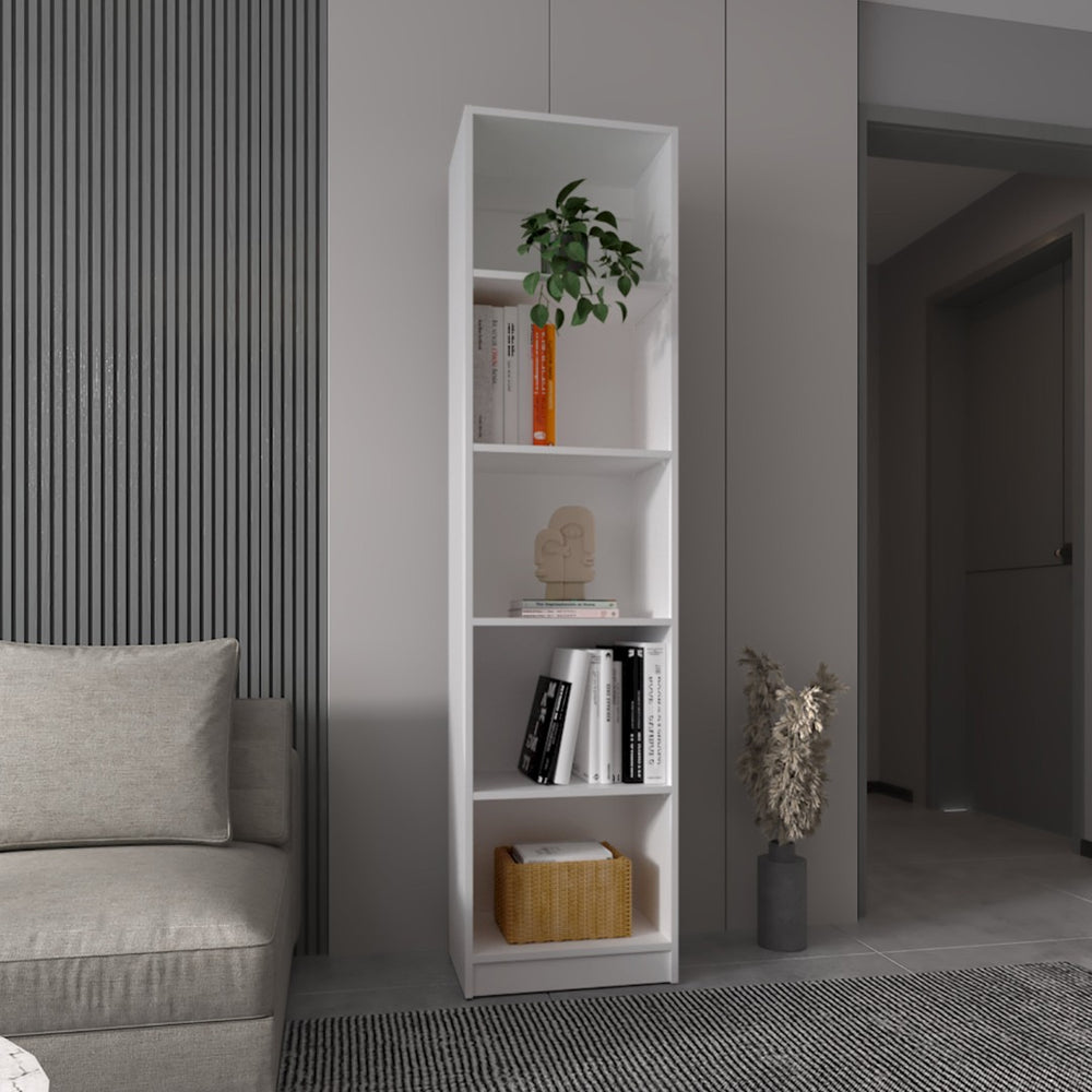 English Elm White Slim 5-Shelf Bookcase - Contemporary Vertical Storage Solution For Modern Spaces & Décor B062P175814-GIGA