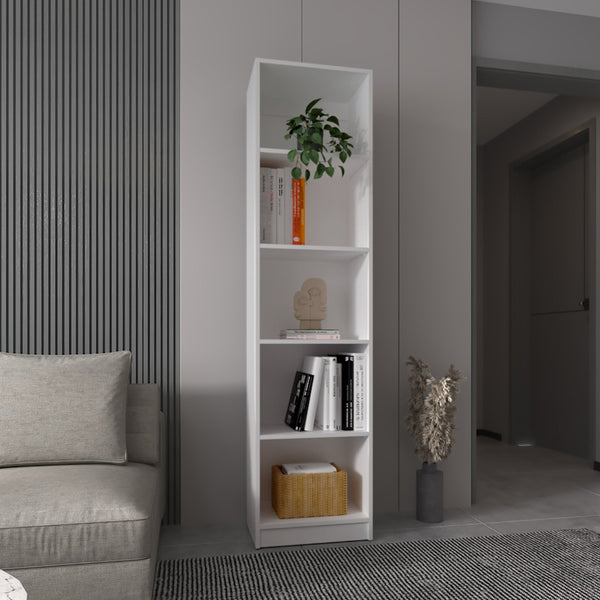 English Elm White Slim 5-Shelf Bookcase - Contemporary Vertical Storage Solution For Modern Spaces & Décor B062P175814-GIGA