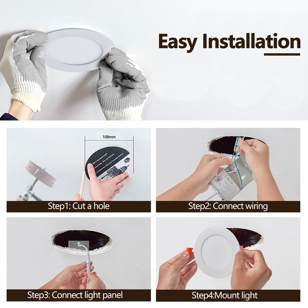 English Elm 12-Pack 4-Inch Ultra-Thin LED Recessed Ceiling Light with Junction Box, Dimmable 2700-5000K 9W PMID W2312P375001