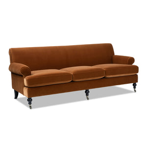 English Elm Alana Velvet Three Cushion Sofa Hardwood Frame Tight Back Living Room Seating B2719P479037