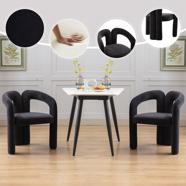 English Elm Contemporary Velvet Upholstered Dining Accent Chair with Curved Back, Steel Frame, Plush Foam Comfort Black W395103721