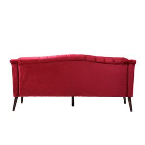 English Elm Comfy Hi-back Three Seat Sofa with Tufted Pu Upholstery and Tapered Birch Legs N760P178601R