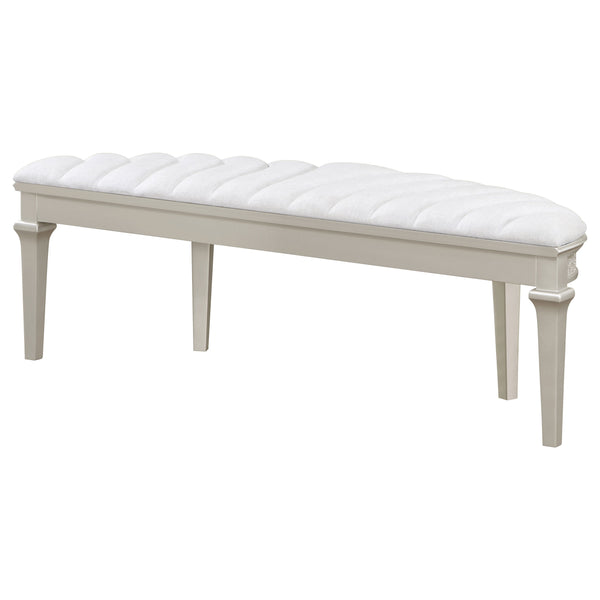 English Elm Colwood Channel Tufted Ivory Curved Bench with Tapered Legs for Bedroom Entryway B062P441145