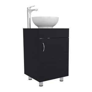 English Elm Bathroom Sleek Single-Door Vanity with Integrated Sink — Modern Minimalist Engineered Wood Storage, Durable & Eco-Friendly Black 28.35 L x 22.44 W x 11.42 H B097P296878