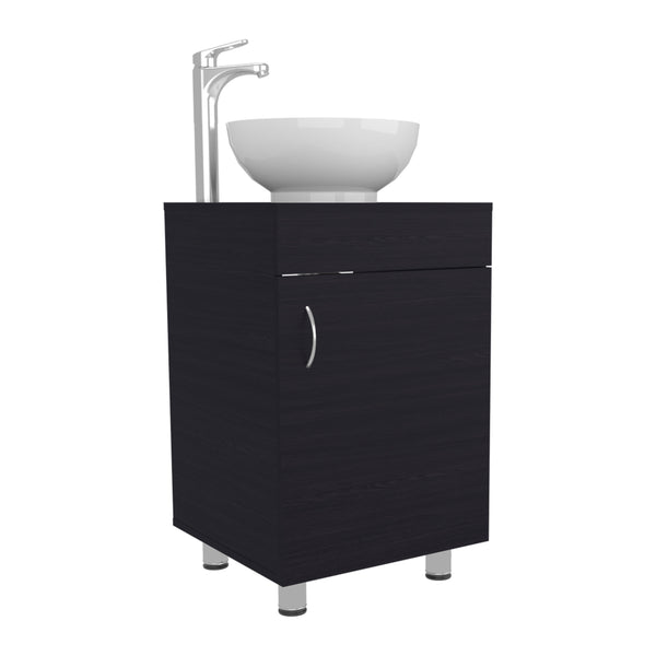 English Elm Bathroom Sleek Single-Door Vanity with Integrated Sink — Modern Minimalist Engineered Wood Storage, Durable & Eco-Friendly Black 28.35 L x 22.44 W x 11.42 H B097P296878