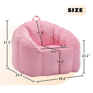 English Elm Giant Corduroy Bean Bag with Armrests Shredded Foam Lounge Chair for Living Room Pink W2200P442630