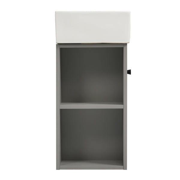 English Elm 21.6" Modern Floating Bathroom Vanity With Ceramic Sink & Open Shelving - Space-Saving Design! N729P170390E