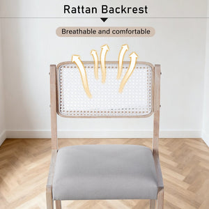 English Elm Wood Dining Chairs Set Of 2, Chic Modern Farmhouse Seating With Sturdy Frame & Soft Beige Linen Upholstery N842P300886A-GIGA