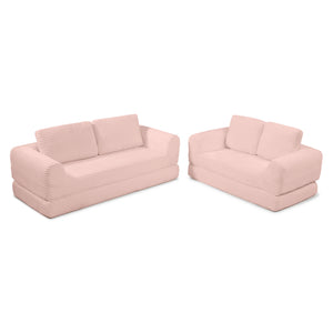 English Elm 2-in-1 Corduroy Futon Sofa Sleeper Modular Floor Couch for Studio and Guest Living Spaces Pink W1117S00373
