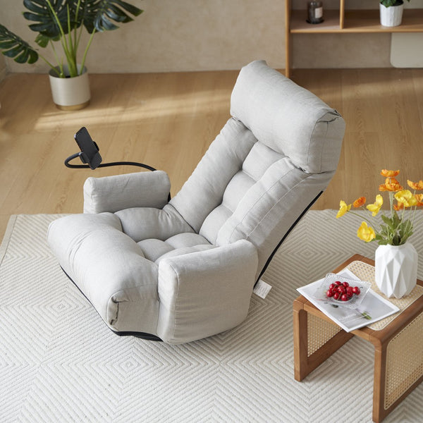 English Elm Adjustable ergonomic gaming lounge chair with 360° swivel, spring seat comfort and phone holder Gray W244P172639