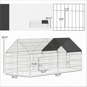 English Elm Backyard Animal Run Enclosure with Steel Frame Mesh Panels and Oxford Canopy Cover T3971P502082