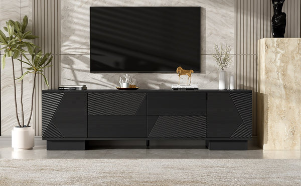 English Elm Vibe Haus Minimalist Media Console with Cabinets and Drawers for Living Room N724P360376B