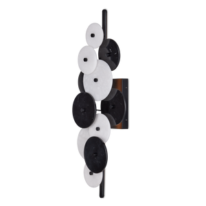 Inyo Wall Sconce: Elegant Mid-Century Modern Design with Black Marble & Alabaster for Stunning Illumination