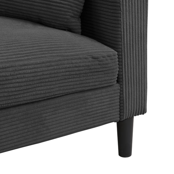 English Elm 57 Inch Compact Upholstered Loveseat with Hardwood Frame for Modern Living Spaces Dark Gray W311P221210