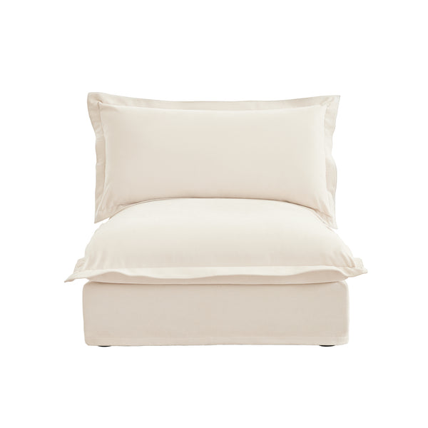 English Elm Koala Armless Chenille Sofa Deep Seat Wraparound Pillows for Modern Living Rooms Cream W3041P240116
