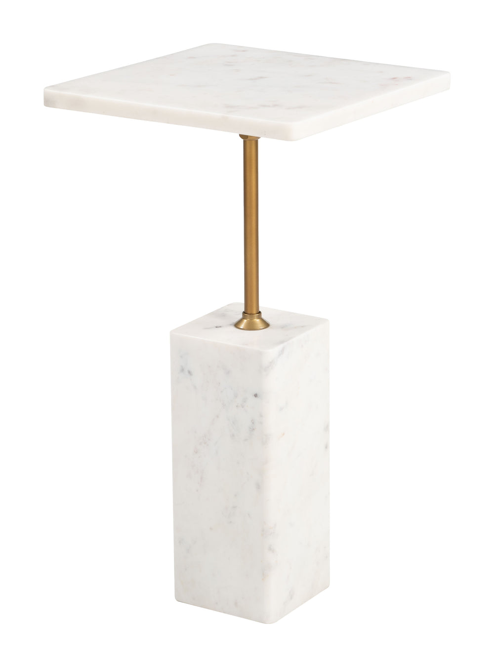 Zuo Modern Naht Side Table White - Modern Marble & Iron Design For Stylish Living Room Or Bedroom Decor White Natural Marble,Iron 110672-zuo-modern