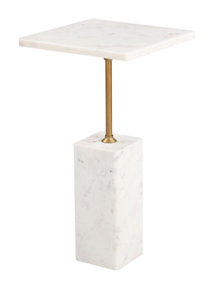 Zuo Modern Naht Side Table White - Modern Marble & Iron Design For Stylish Living Room Or Bedroom Decor White Natural Marble,Iron 110672-zuo-modern