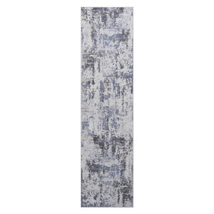 English Elm Loom Abstract Area Rug, 2X8 Grey/Denim, Stain Resistant, Stylish For Living Room, Bedroom & Office B335P289503