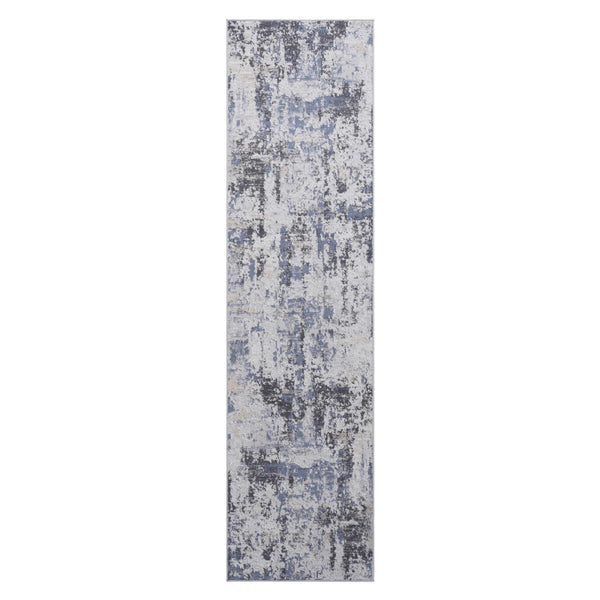 English Elm Loom Abstract Area Rug, 2X8 Grey/Denim, Stain Resistant, Stylish For Living Room, Bedroom & Office B335P289503