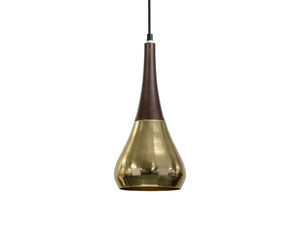 Sunpan Evelyn Pendant Light - Stunning Mid-Century Modern Design with Gold Finish & Dark Mango Wood Top