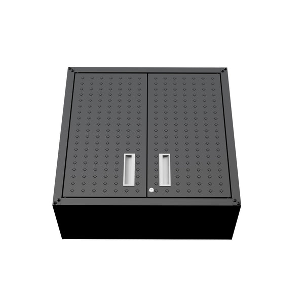 English Elm Floating Wall Mounted Garage Cabinet with Locking Doors and Diamond Texture Exterior Charcoal Grey B365P398222
