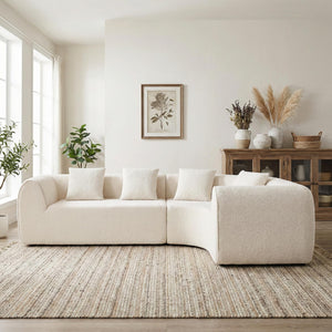 English Elm 110" Curved Modular Sectional Sofa Low Profile Foam Cushions for Contemporary Living White N767P366011W