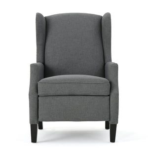 English Elm Christopher Knight Home® - Pushback Recliner Chair with Nailhead Trim and Wingback Design, Plush Fabric Comfort for Living Rooms Charcoal 60760.00CCL