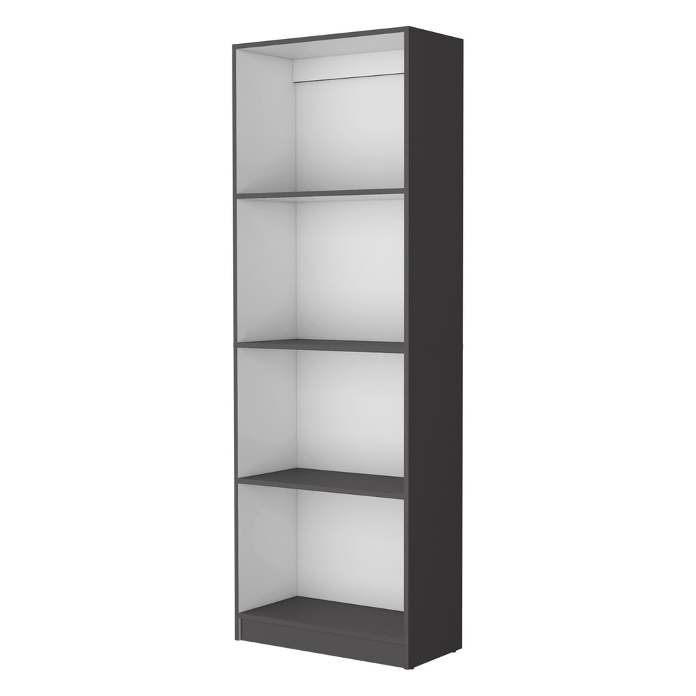 English Elm Sutton Tiered Bookcase with 4 Spacious Shelves, 71.1"H x 24.7"W x 11.7"D — Elegant White/Black/Gray Finish B128P176168