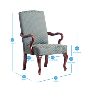 English Elm DeLaney Hardwood Gooseneck Arm Chair with Jacquard Diamond Fabric, High Back Comfort & Durable Build Blue B050P229954