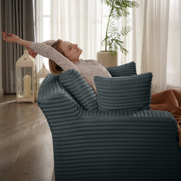 English Elm Oversized Corduroy Chaise Lounge with Pocket Spring Support Ready to Use Living Room Dark Grey W2339P442132