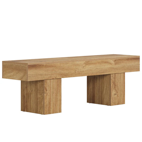 English Elm Modern Farmhouse Wood Grain Bench Versatile Seating for Entryway Bedroom or Dining T3971P447337