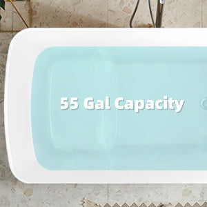 English Elm 49'' Acrylic Japanese Soaking Tub Freestanding Square Glossy White with Chrome Drain W1920P385592