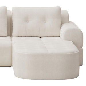 English Elm Modular Sectional Sofa with Chaise Full Foam Build Woven Fabric for Living Room Beige White W2379S00005