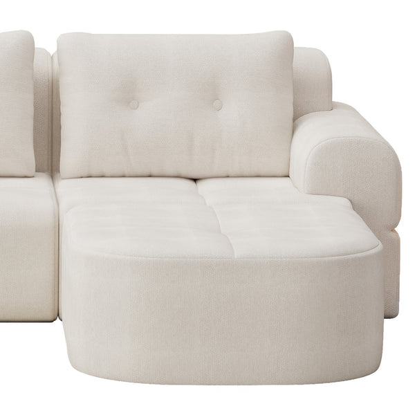 English Elm Modular Sectional Sofa with Chaise Full Foam Build Woven Fabric for Living Room Beige White W2379S00005