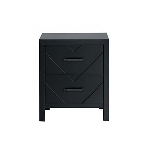 English Elm Morris 2-Drawer Nightstand with V-Shape Embossed Fronts, Dovetailed Drawers & Removable Handles Black 27.8 L x 22.13 W x 18.9 H B078P408784