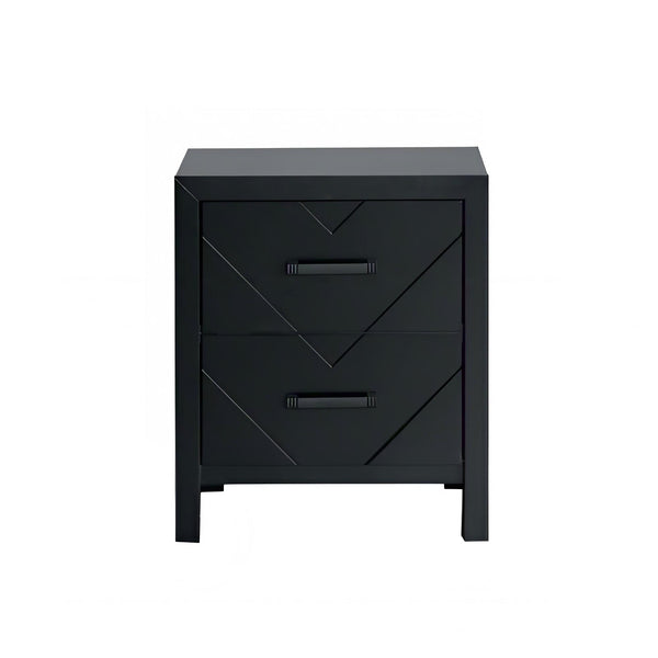 English Elm Morris 2-Drawer Nightstand with V-Shape Embossed Fronts, Dovetailed Drawers & Removable Handles Black 27.8 L x 22.13 W x 18.9 H B078P408784