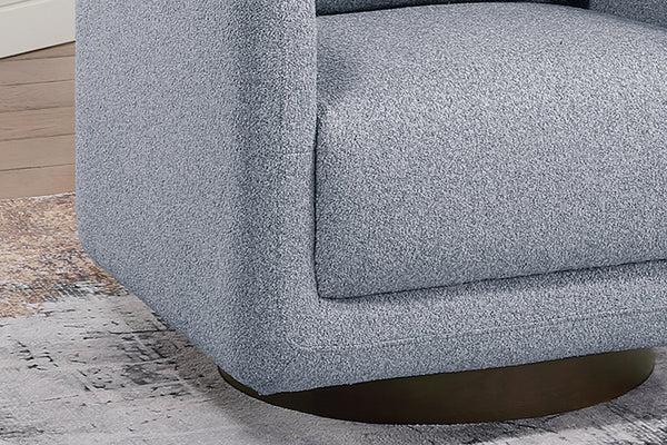 English Elm 360-degree Swivel Boucle Accent Chair with Sculptural Frame for Modern Living Rooms B089P416560
