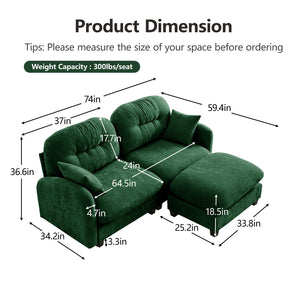 English Elm Cloud Modular Sectional Sofa With Ottoman - Soft Chenille, Tufted Backrest, Versatile Comfort For Any Space W714S01395