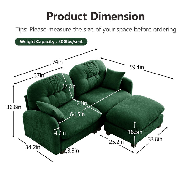 English Elm Cloud Modular Sectional Sofa With Ottoman - Soft Chenille, Tufted Backrest, Versatile Comfort For Any Space W714S01395