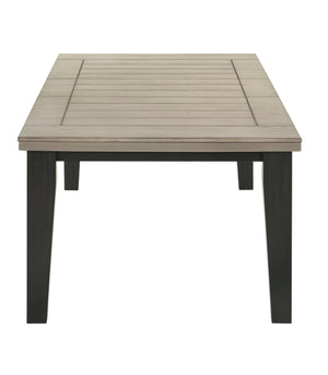 English Elm 1pc Contemporary Dining Table 42" x 64"-82" with 18" Leaf Two-Tone Solid Wood Top Tapered Legs B011P400271