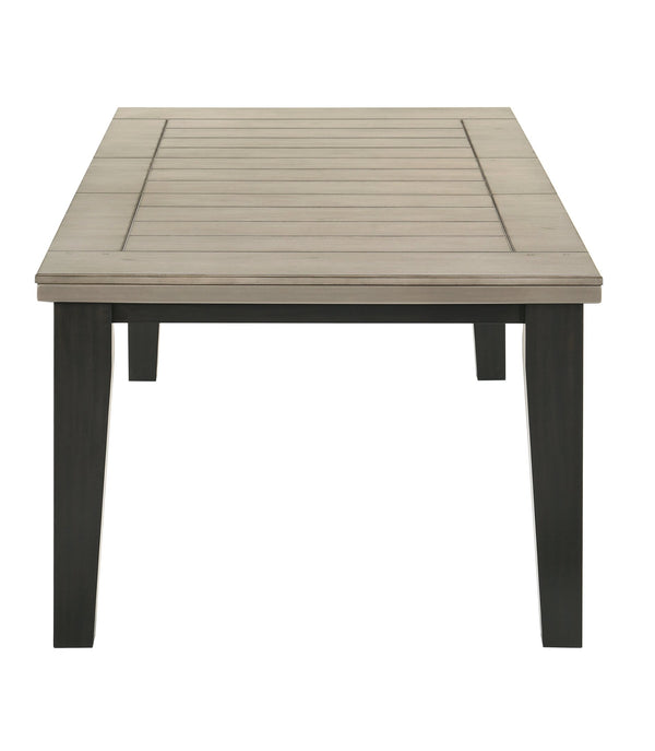 English Elm 1pc Contemporary Dining Table 42" x 64"-82" with 18" Leaf Two-Tone Solid Wood Top Tapered Legs B011P400271