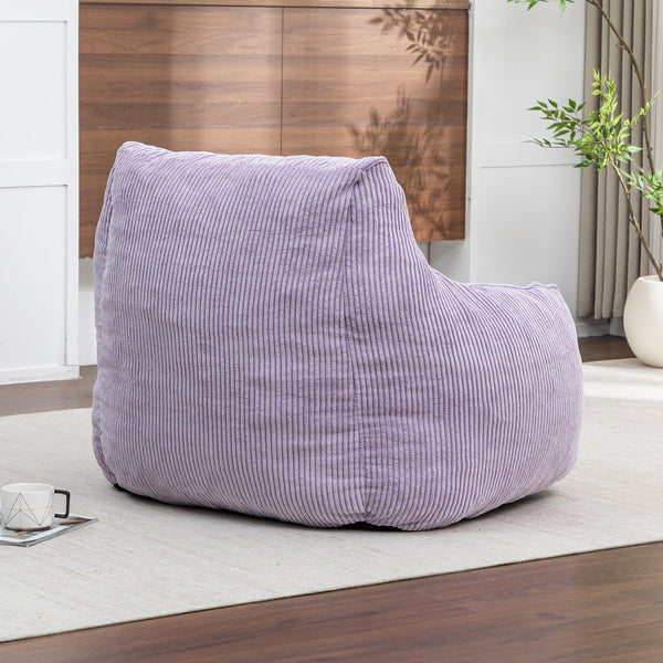 English Elm Giant Corduroy Bean Bag Sofa with Armrests Foam Filled Cozy Adult Lounge Chair Gray,Purple W2200P442803
