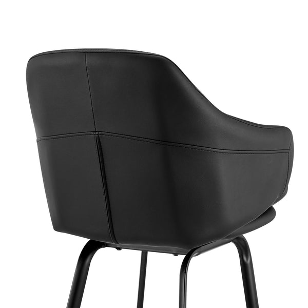 English Elm Zalen 26" Counter Stool in Black Faux Leather with Swivel, Metal 4-Leg Base, Durable Comfort B2736P268597