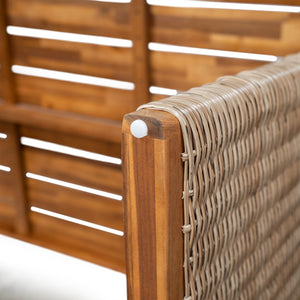 English Elm Christopher Knight Home® - Outdoor 7-Piece Acacia Wood Dining Set With Woven Rattan Legs & Cushioned Armchairs For Comfort N773OD00045G